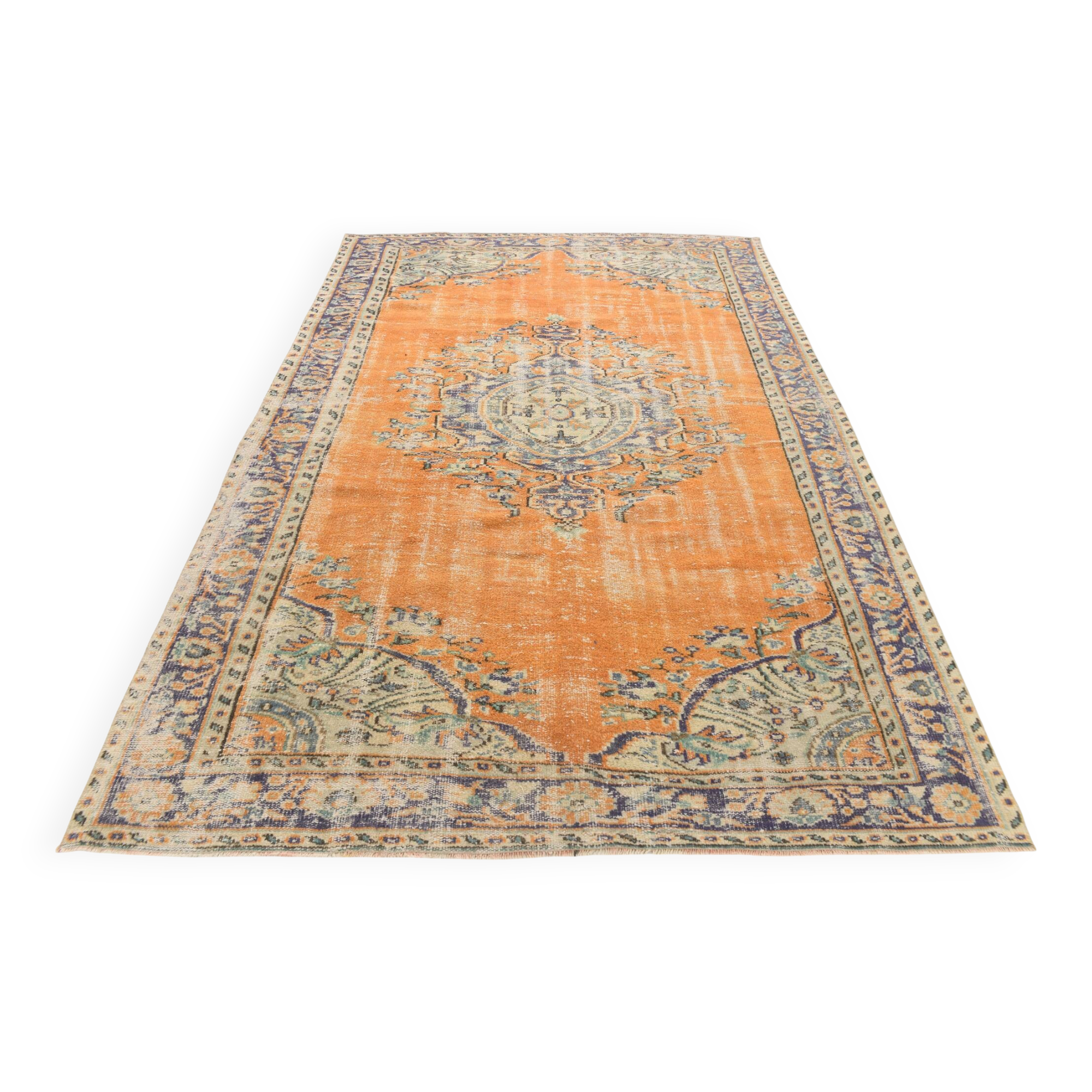 Pumpkin Orange Handmade Vintage Area Rug, 202x282 Cm