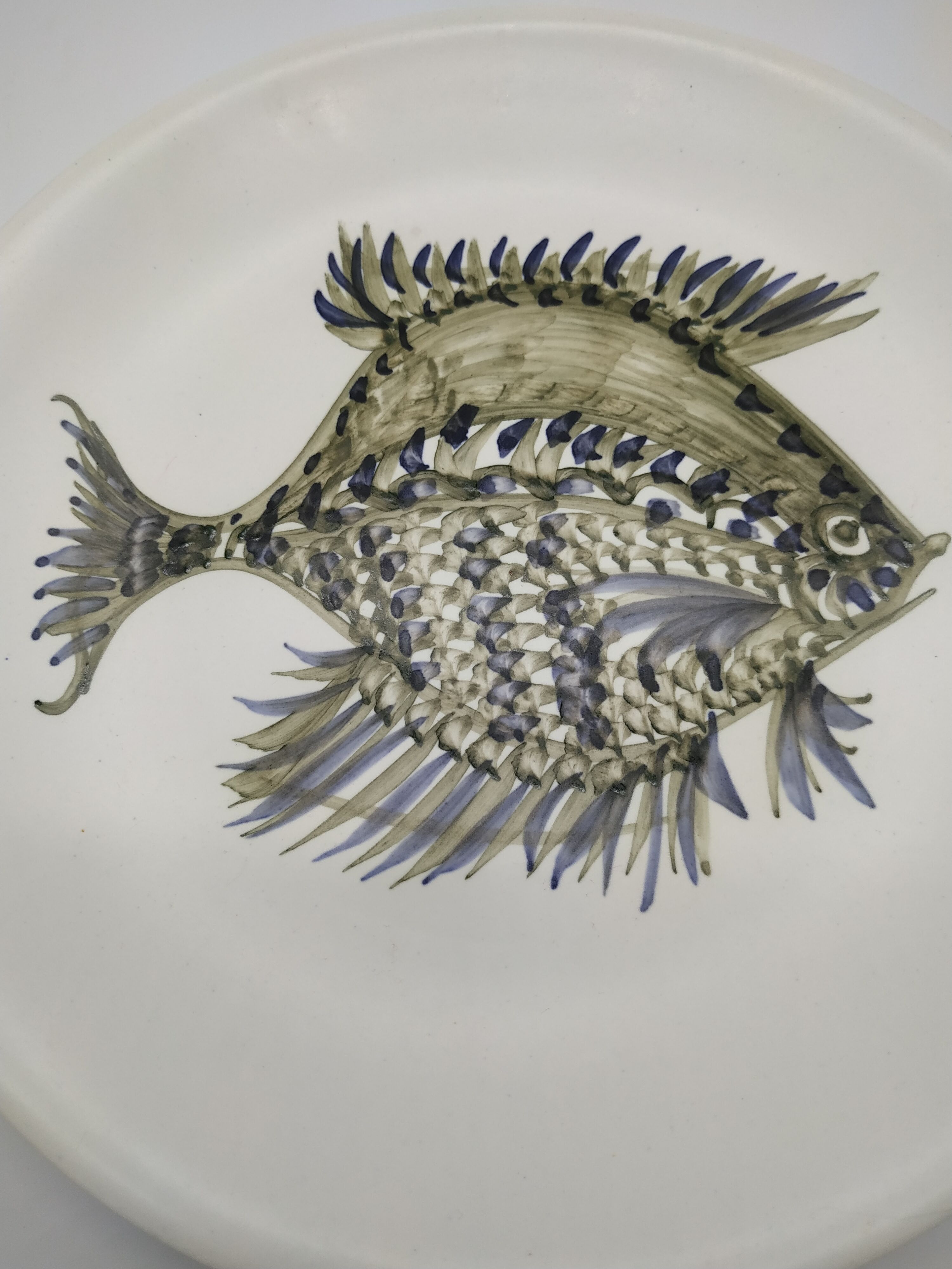 Fish plate by Alain Piclet unique piece Quimper
