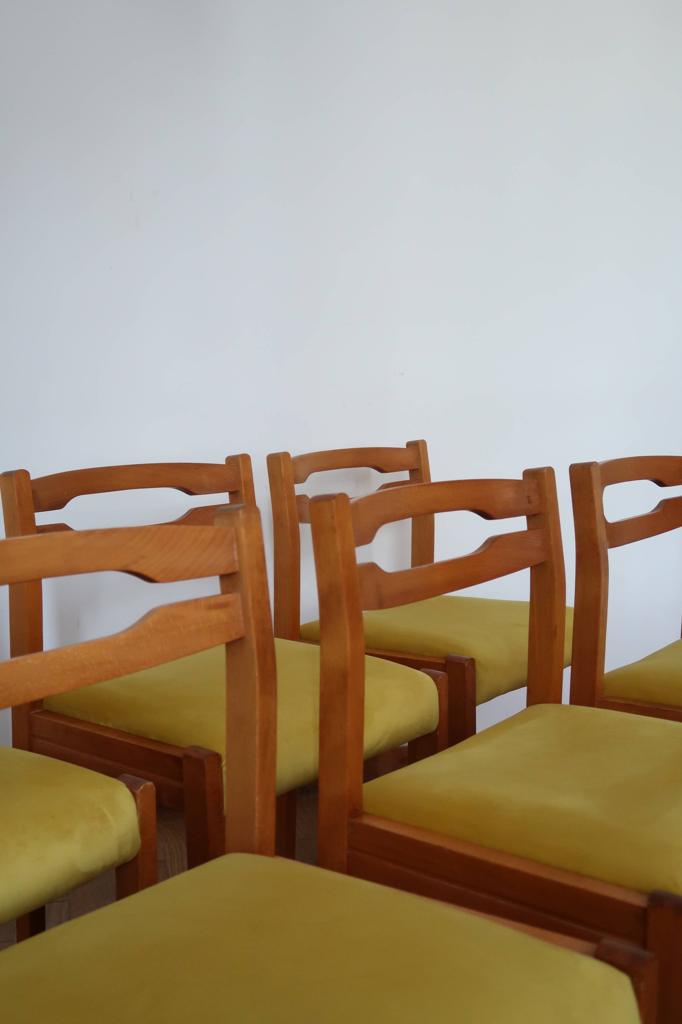 6 chaises velours jaune