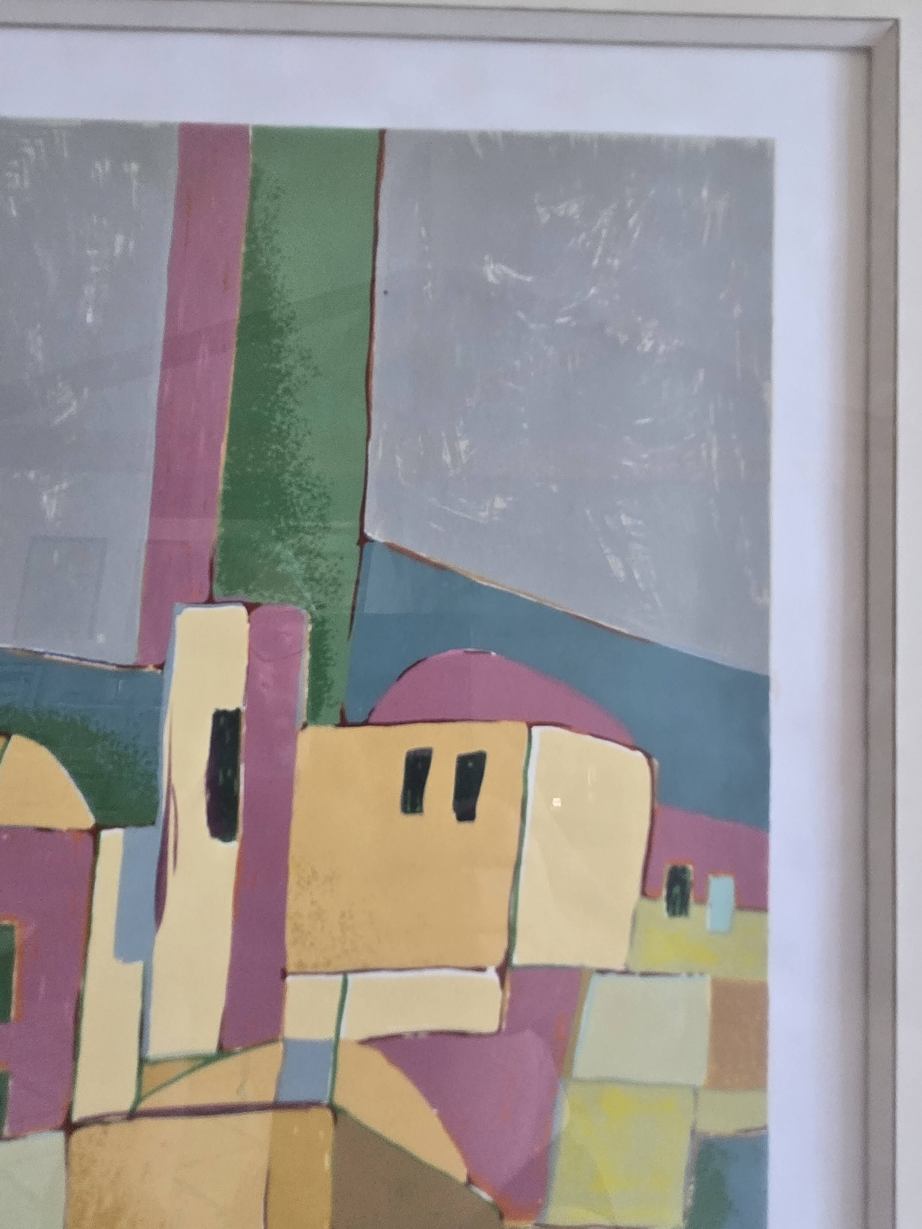 Lithograph Abderrahmane RAHOULE (1944) — "Village" dated 1995