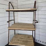 industrial iron and wood trolley shelf