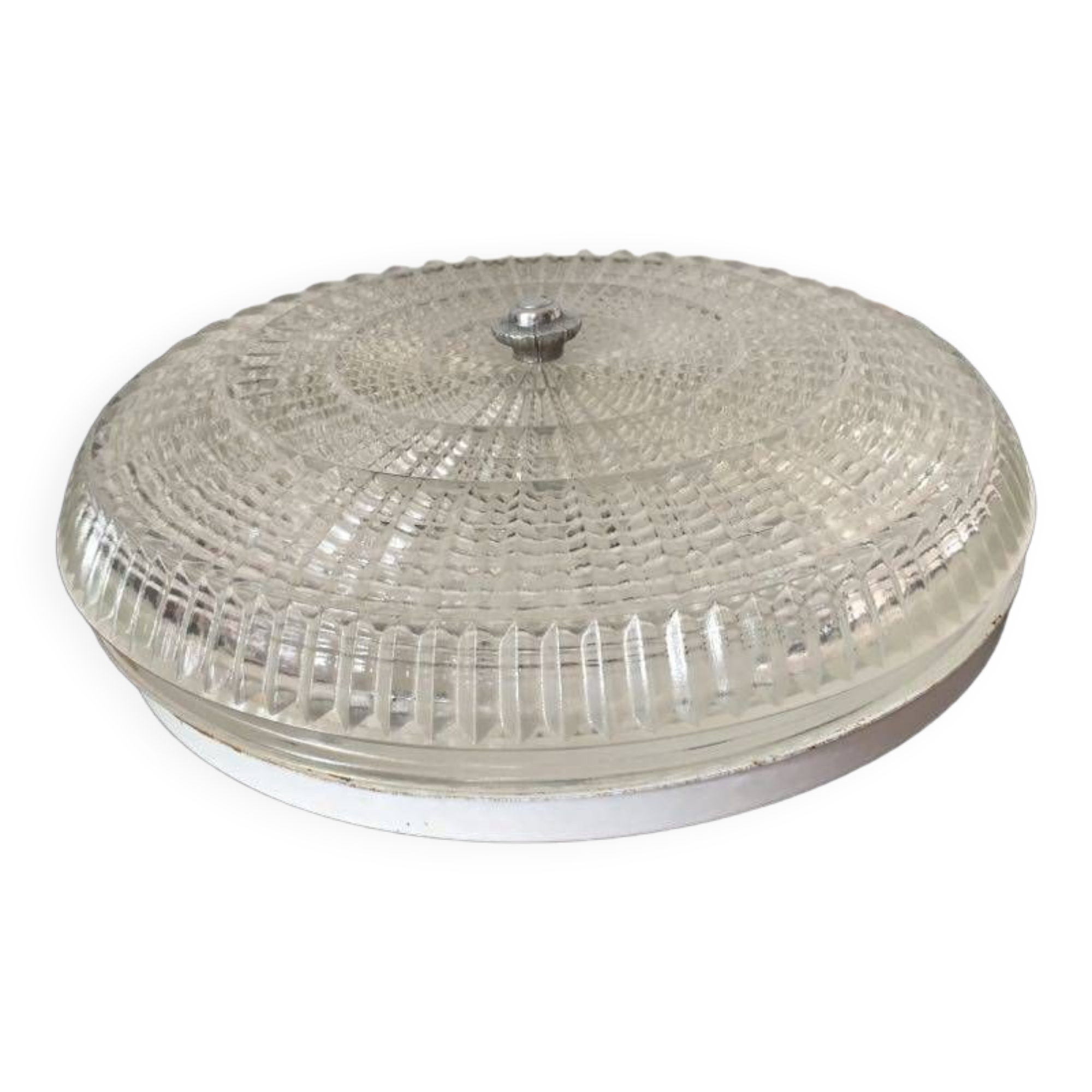 Round vintage ceiling light with metal support