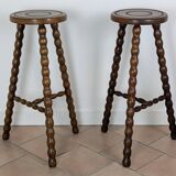 Paire tabourets tripodes