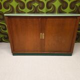 Meuble rideau rangement chêne 1960