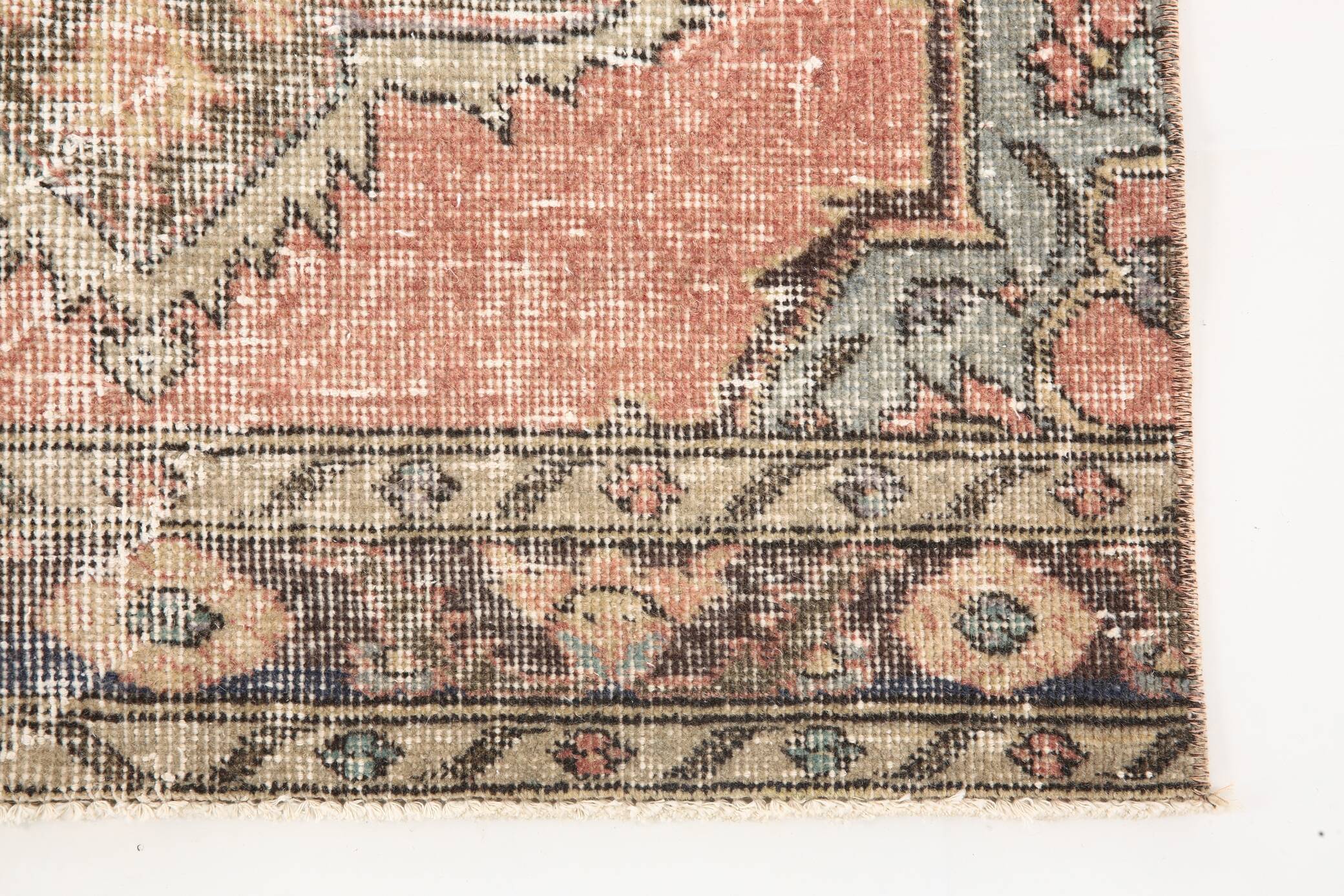 3x13 Pale Red Vintage Runner Rug, 85x388Cm