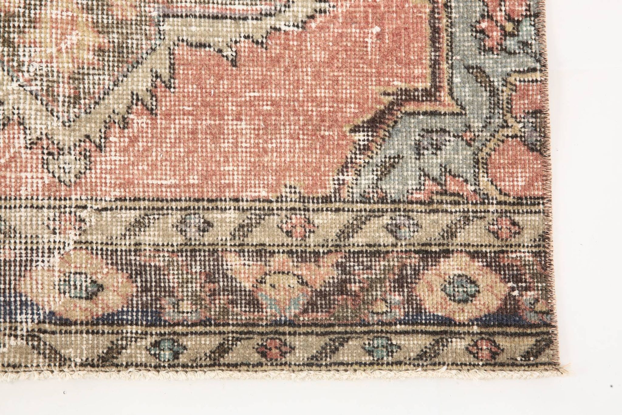 3x13 Pale Red Vintage Runner Rug, 85x388Cm