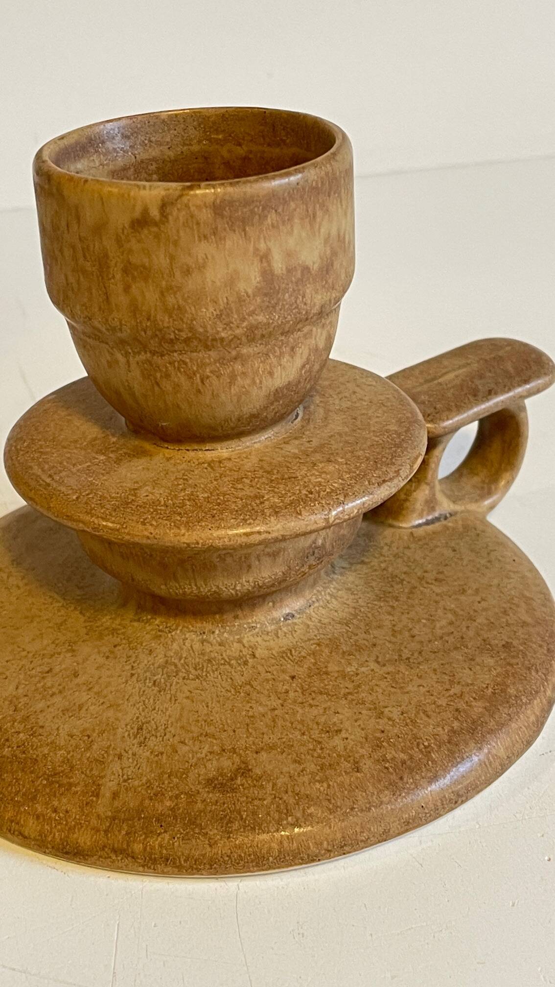 Geometric Hand CANDLE HOLDER Stoneware VINTAGE France