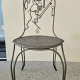 Table set + 4 artisanal chairs – unique piece in metal