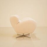 "Bear" rotating armchair in 80's curly wool
