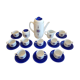Service à café et dessert en porcelaine vintage années 70 Bareuther décor bleu