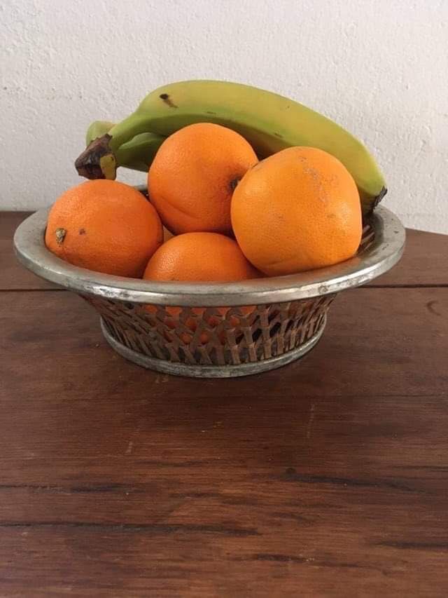 Vintage metal and wicker basket