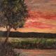 Peinture de paysage signée F. Rontini, années 1940.