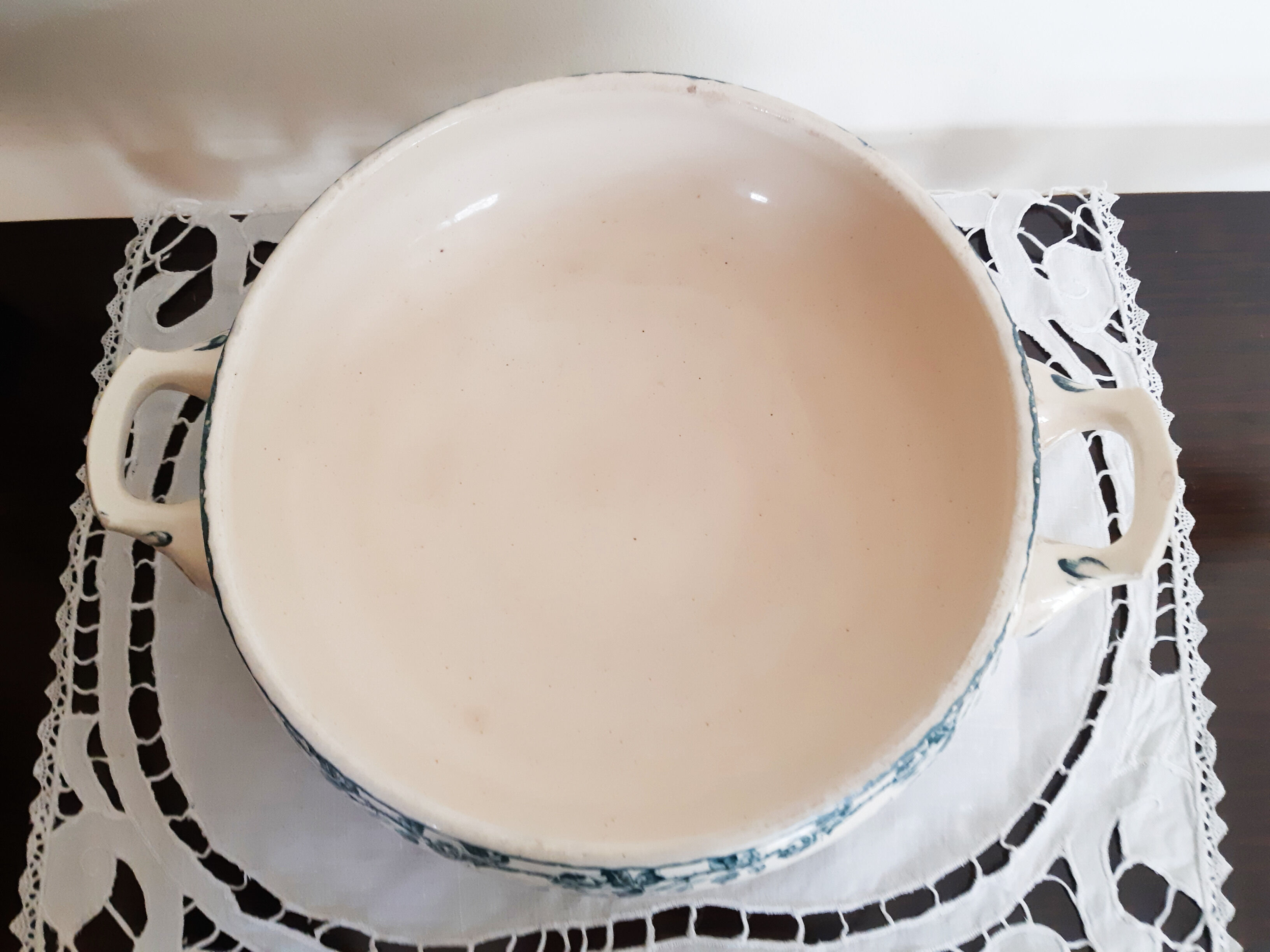Antique earthenware salad bowl H B Paris