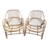 2 rattan armchairs
