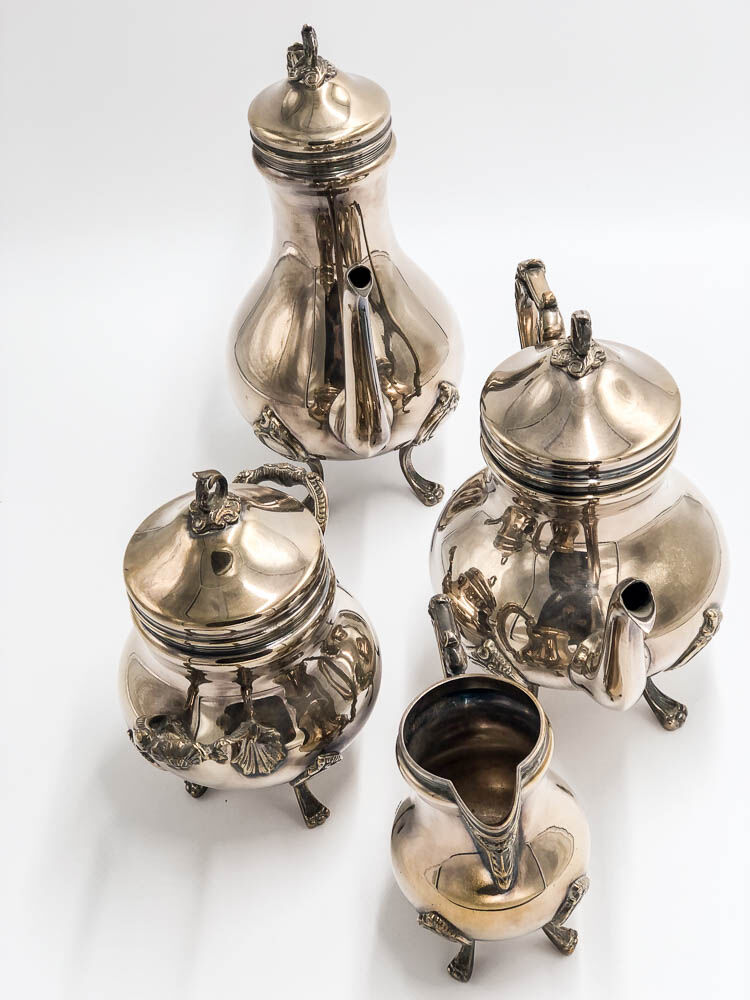 Service 4 Pieces In Silver Metal, Louis XV Style
