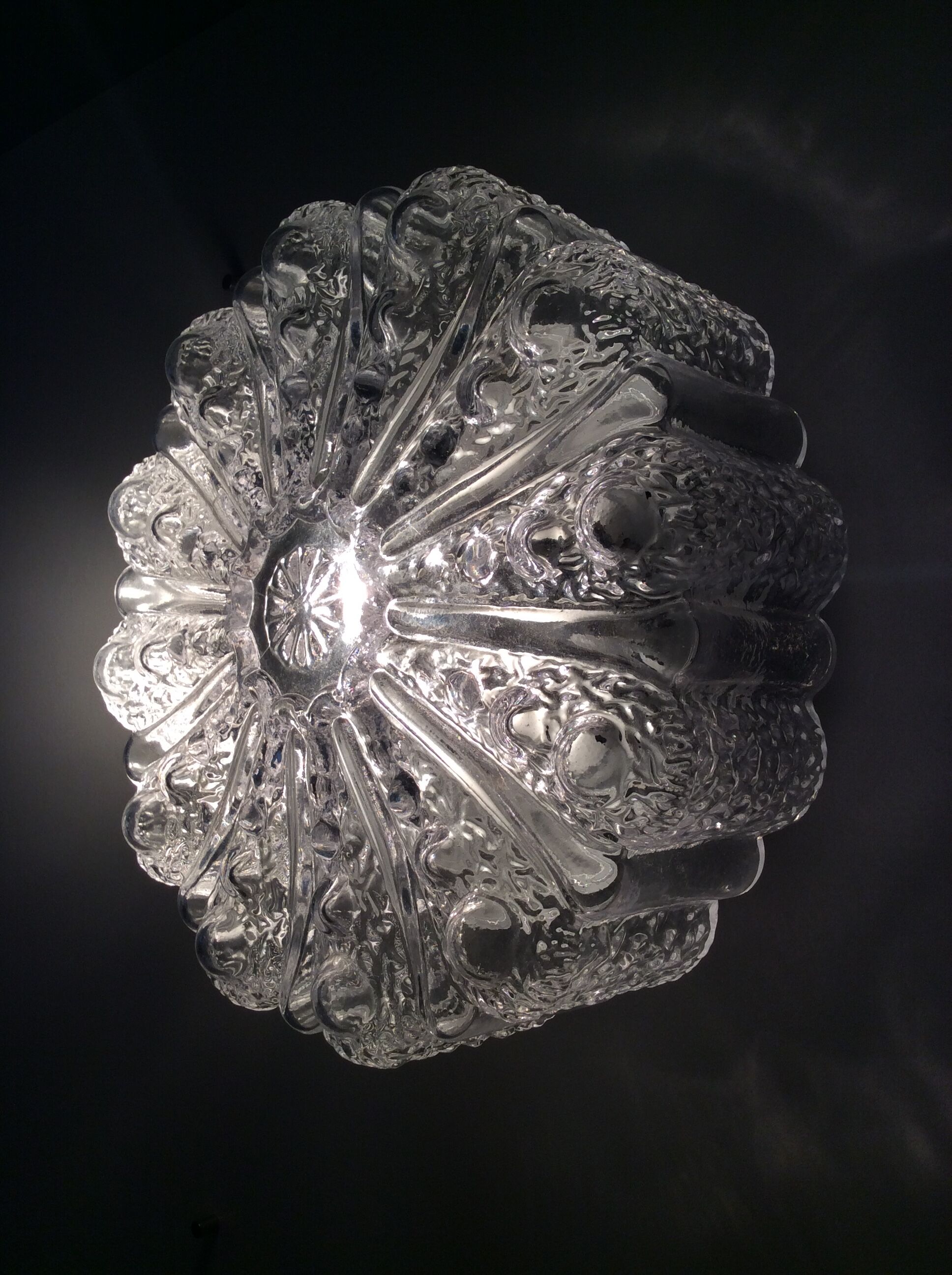 Ceiling lamp from the 70s in molded glass