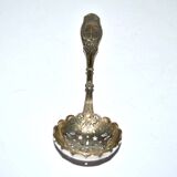 Sprinkling spoon - sugar ladle in silver metal with laurel scroll decoration 13cm