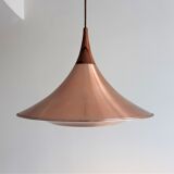 Scandinavian Metal and Teak Pendant Lamp, 1960s