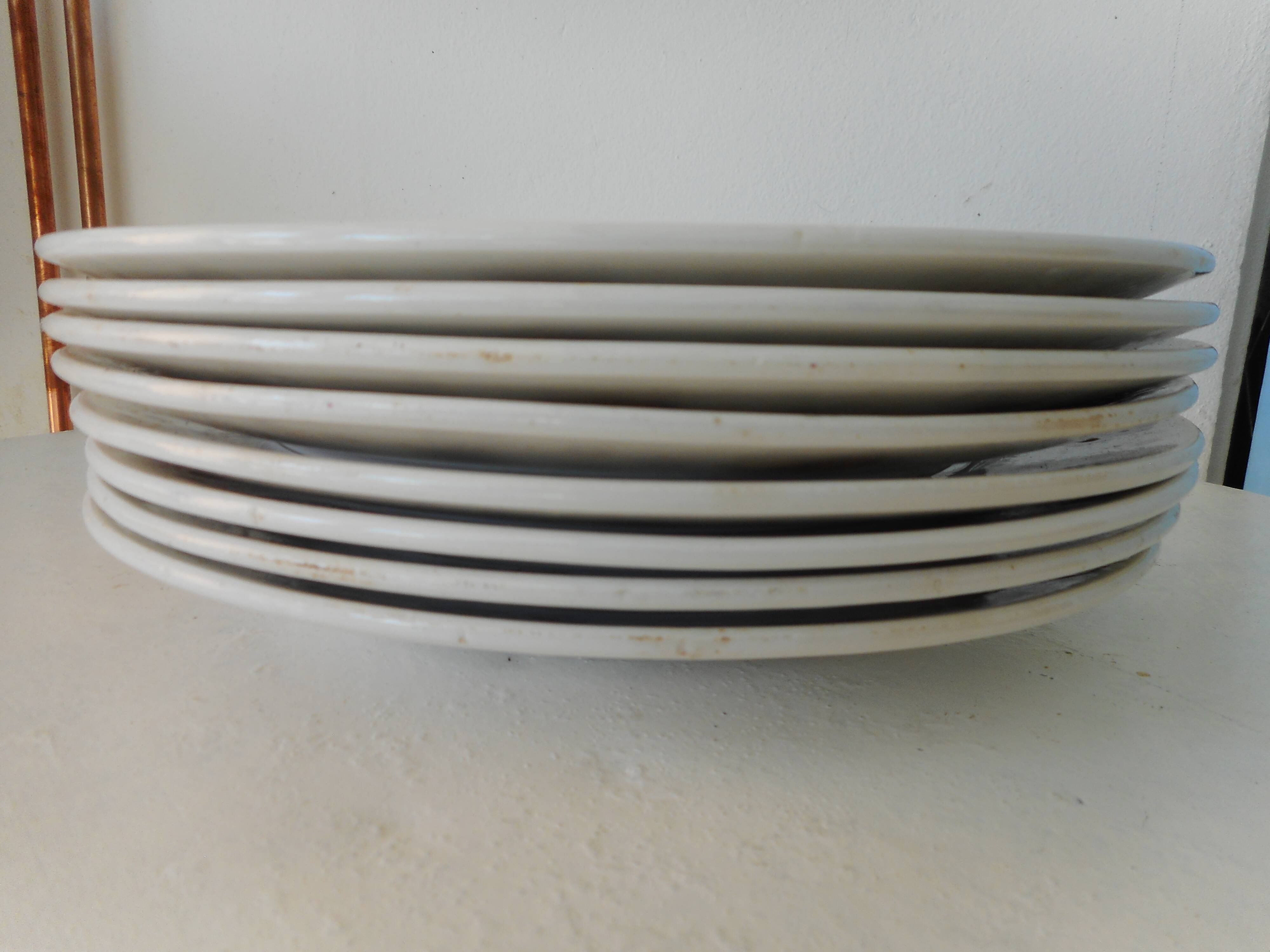 Set of 8 flat plates in Boch earthenware