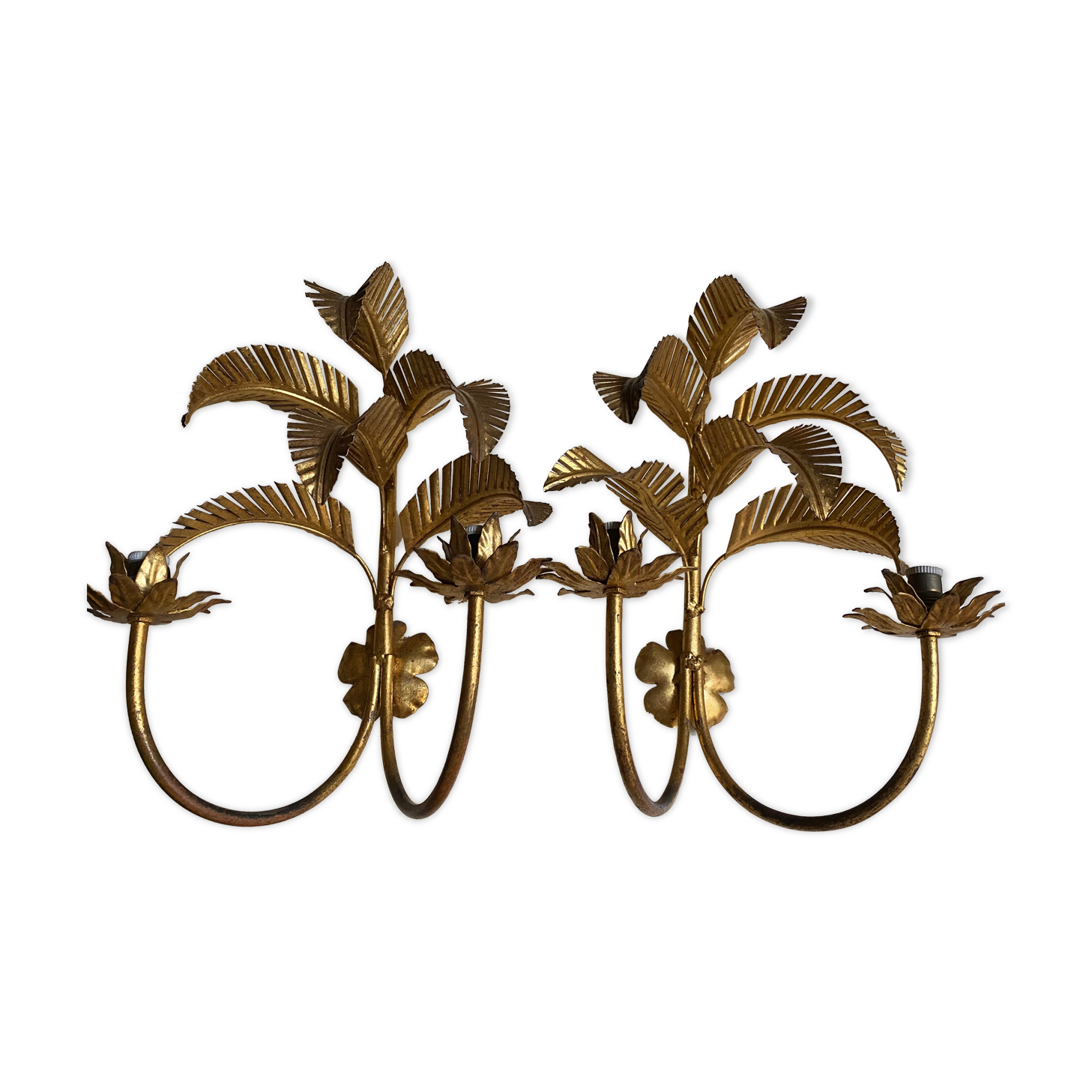 Pair of vintage seventies palm sconces