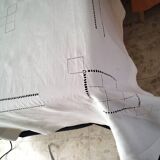 White linen tablecloth with handmade stitching 1.55 x 1.88 m