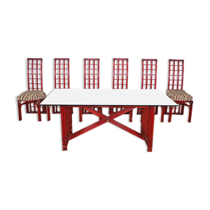 table en bambou rouge