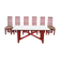 Red bamboo table by Arturo Pozzoli, 1980s, set of 7