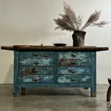 Painted workbench with drawers