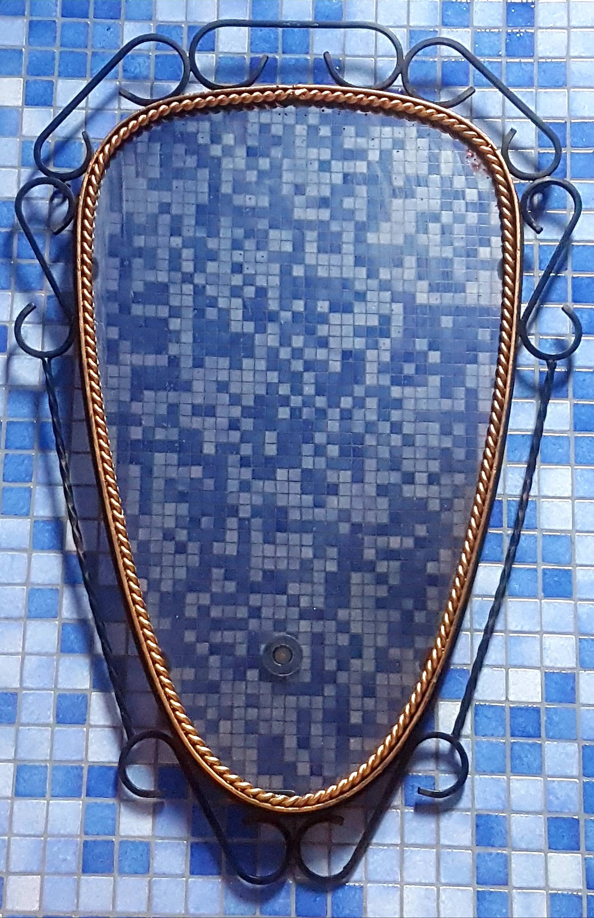 Oval mirror wrought iron 50s 46x70cm