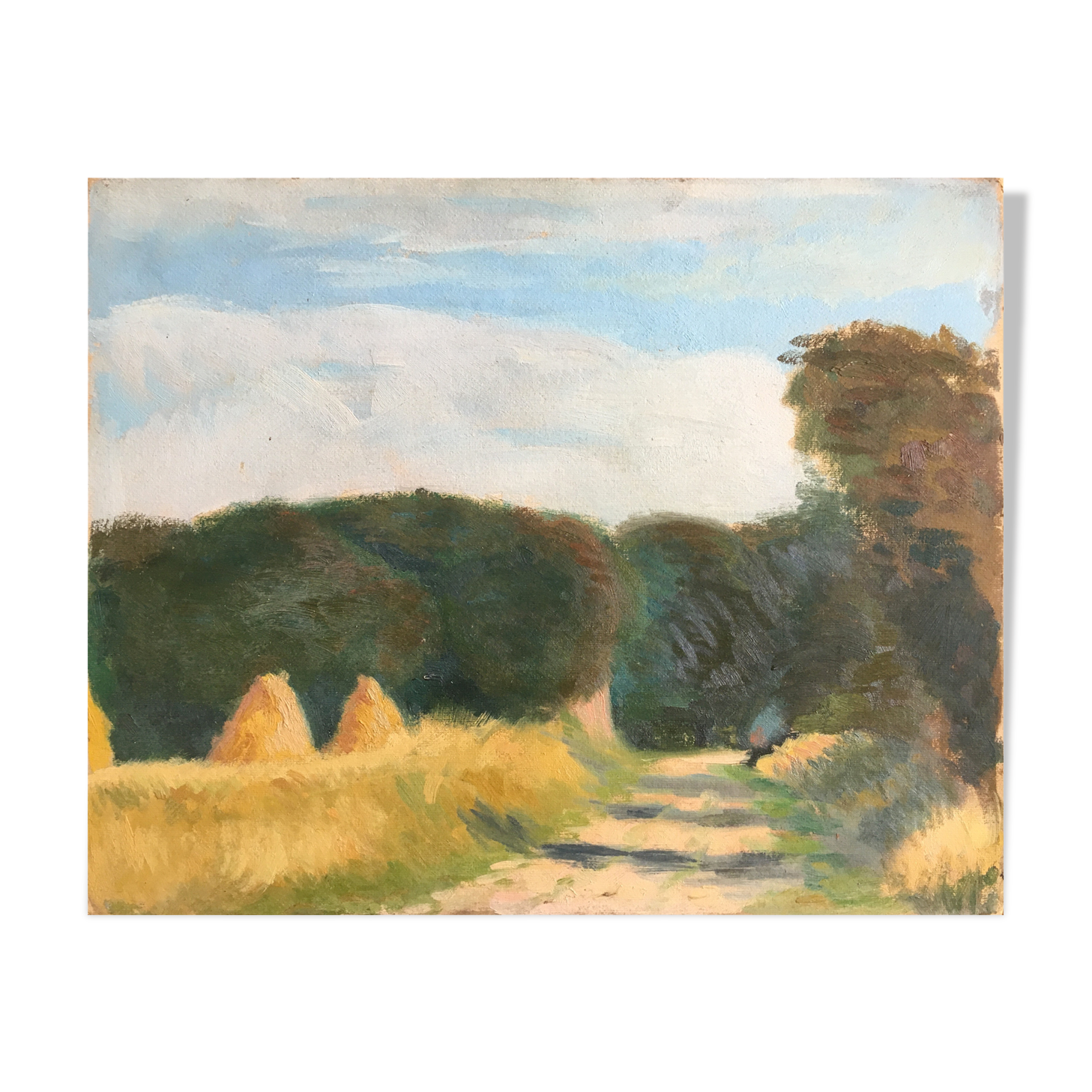 Tableau "Le chemin dans la forêt" pochade impressionniste, vers 1900