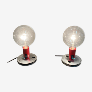 Pair of metal and glass design lamps.