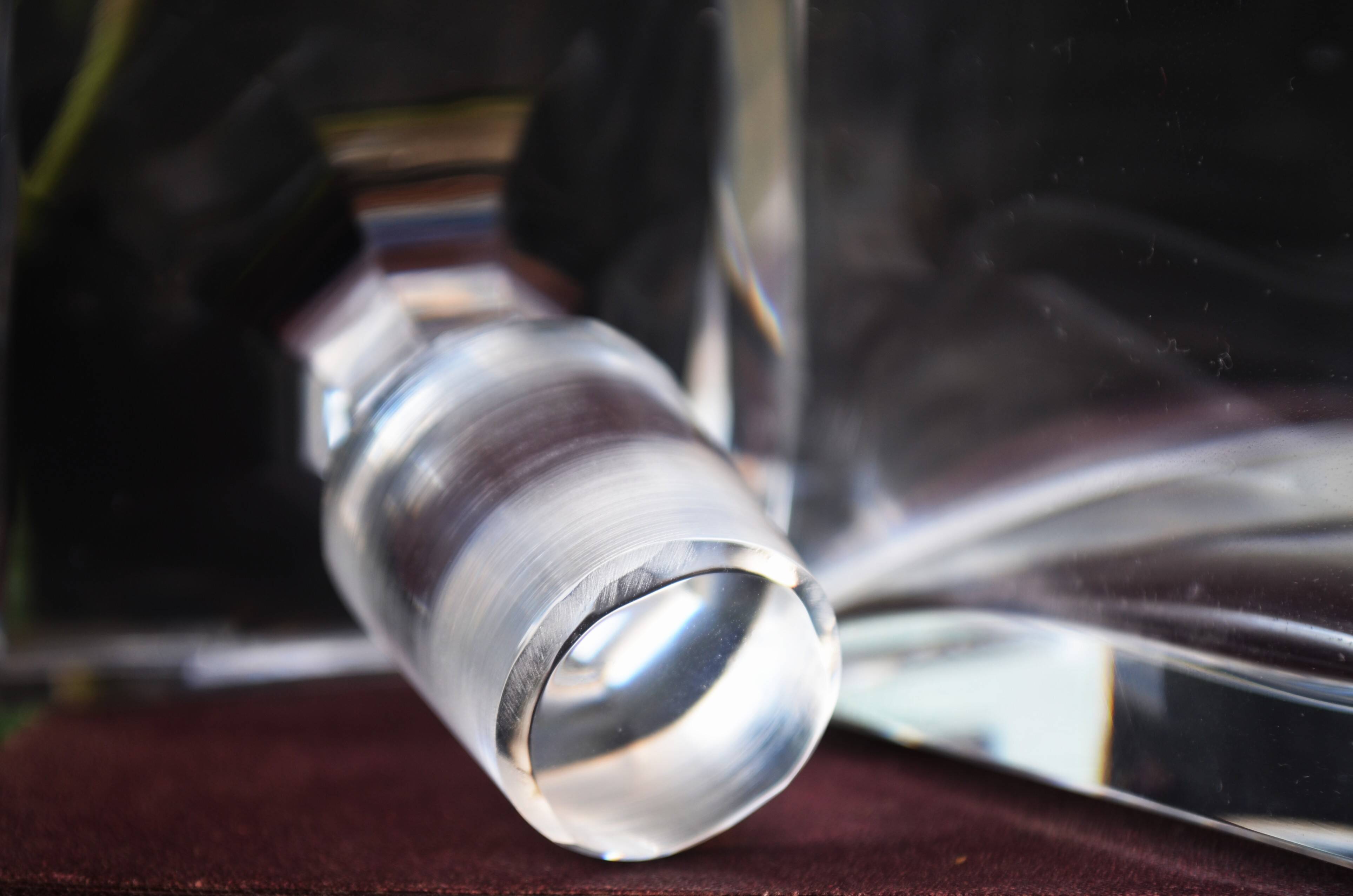 Vintage Mid Century Whiskey Square Engraved Jockey Decanter Lead Crystal