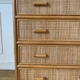 Vintage rattan chest of drawers