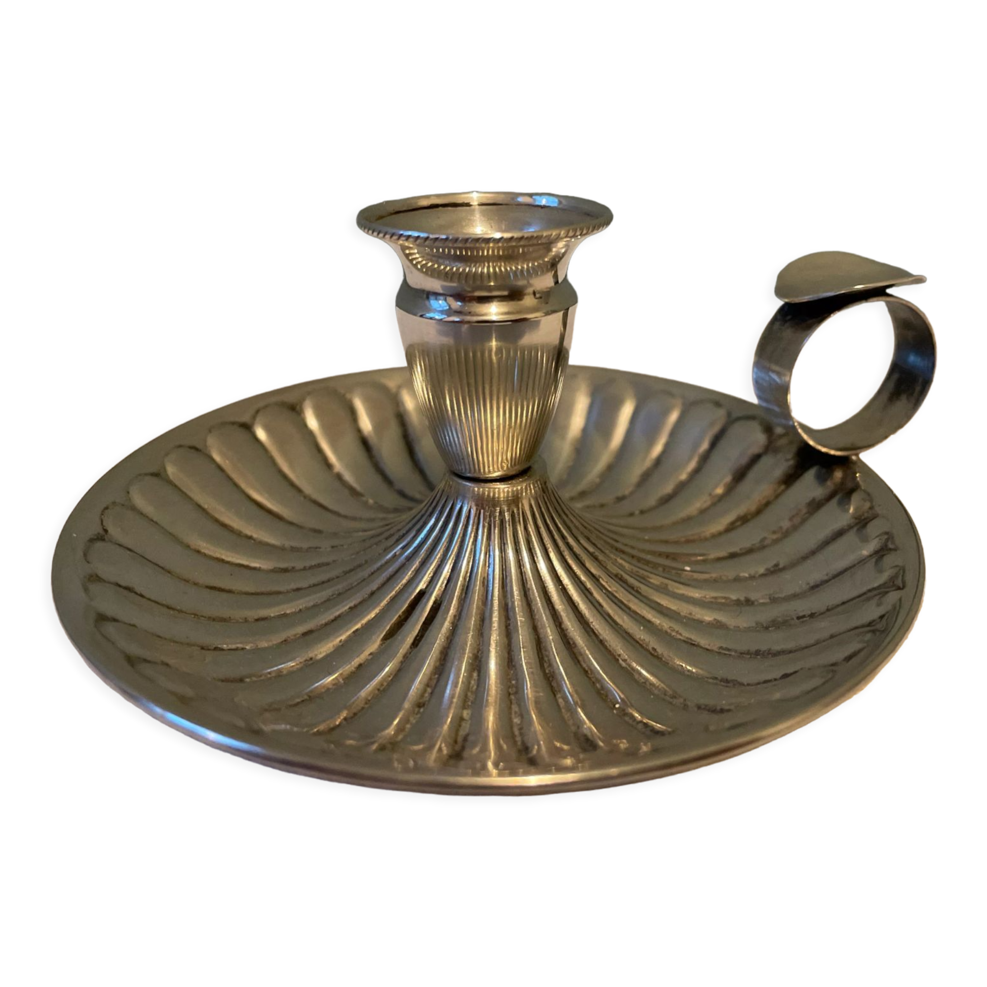 Solid silver hand candle holder