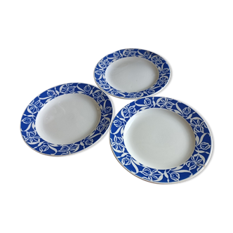 3 assiettes Digoin Sarreguemines modèle Floral