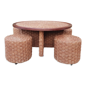 Table basse et tabourets en corde