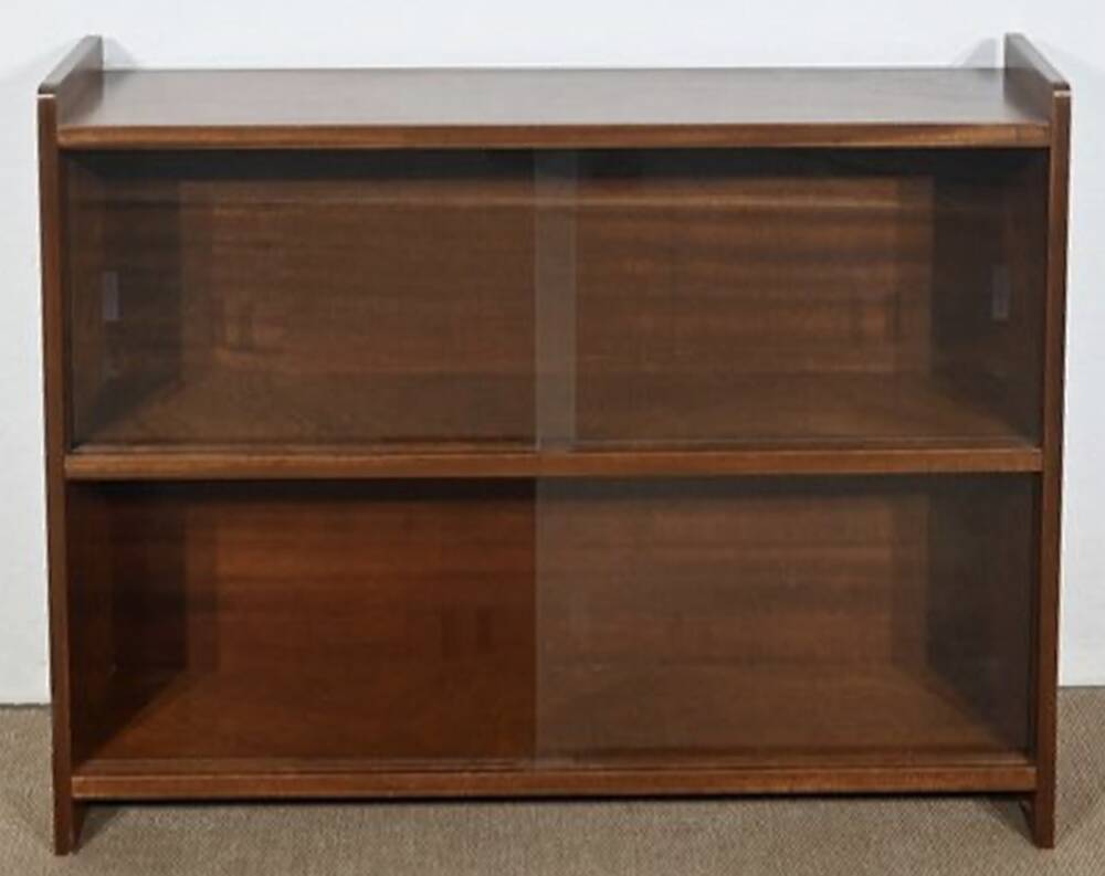 Glass bookcase, glass floor shelves by FD Rozaffy, 1960s