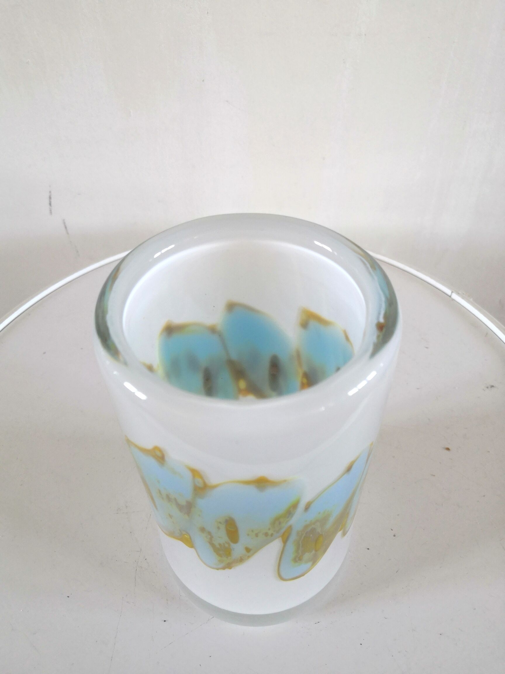 Glass vase abstract décor design 70s
