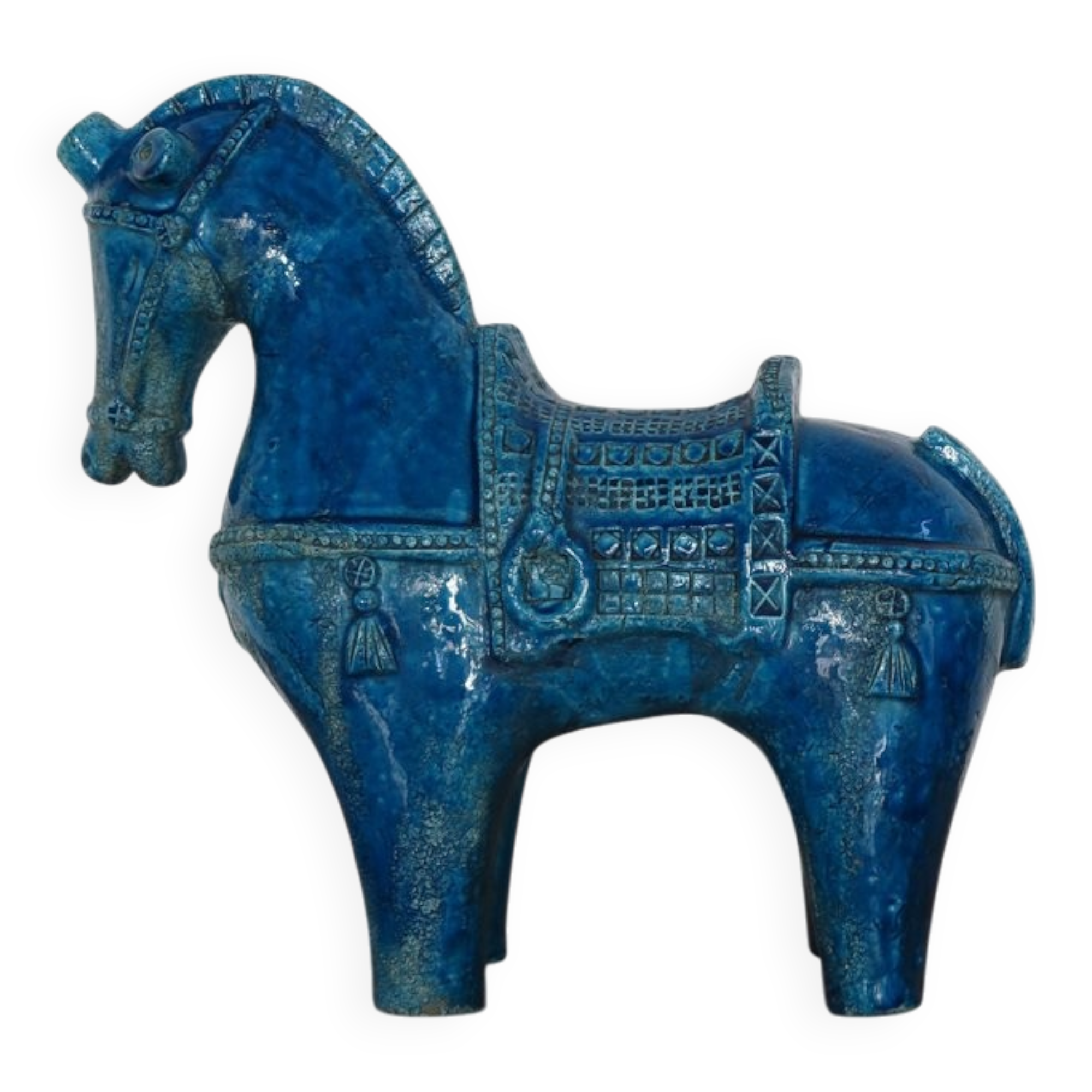 Blue Ceramic Horse Sculpture by Aldo Londi for Bitossi Fiorentino, 1960