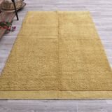 Mustard Moroccan Wool Berber Rug 133x211Cm