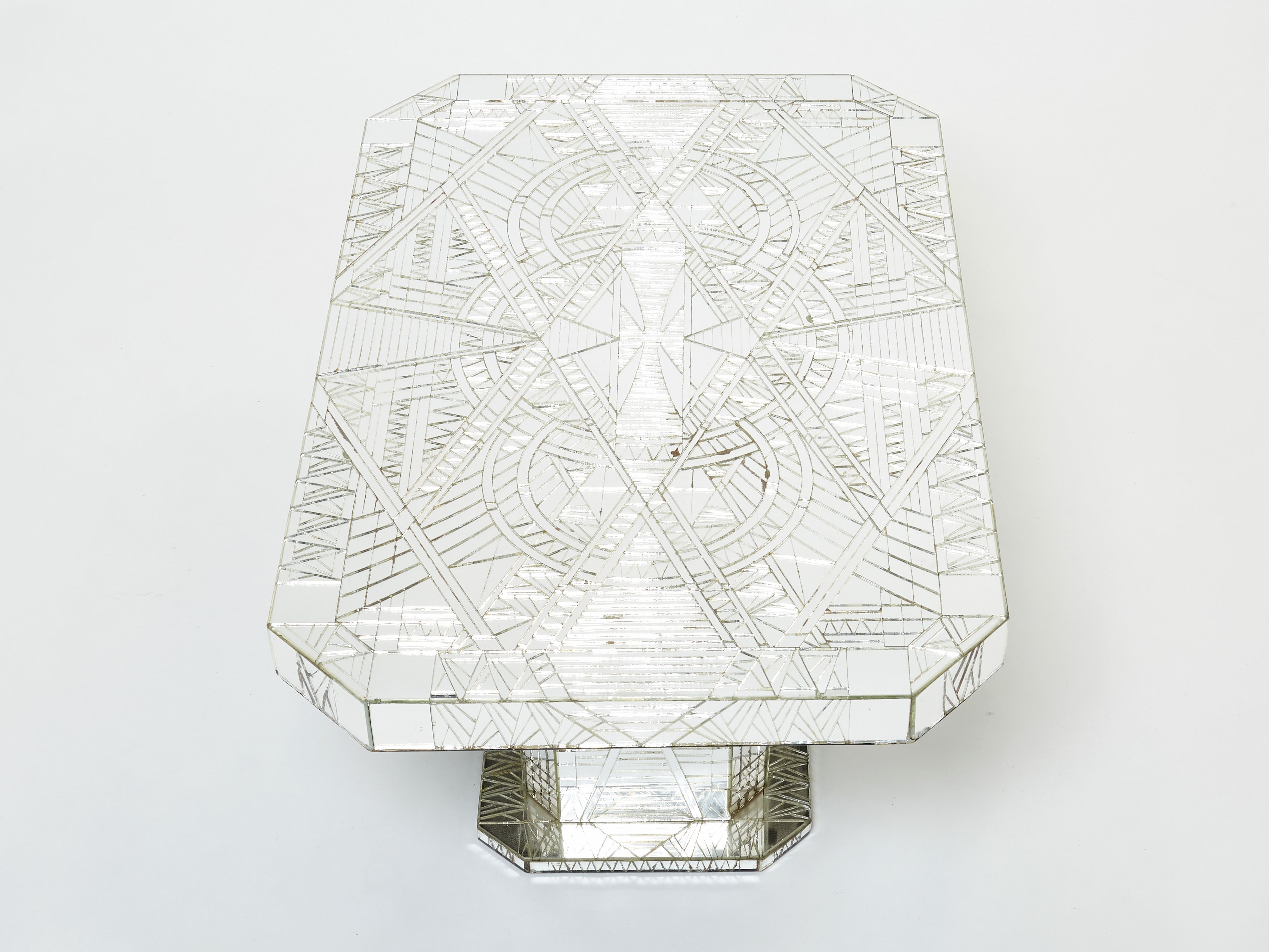 Rare coffee table in mosaic of mirrors by Daniel Clément around 1970
