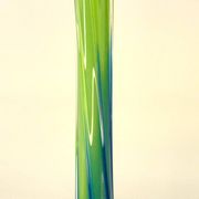 Vintage blown glass vase, twisted, blue and green, height: 39cm