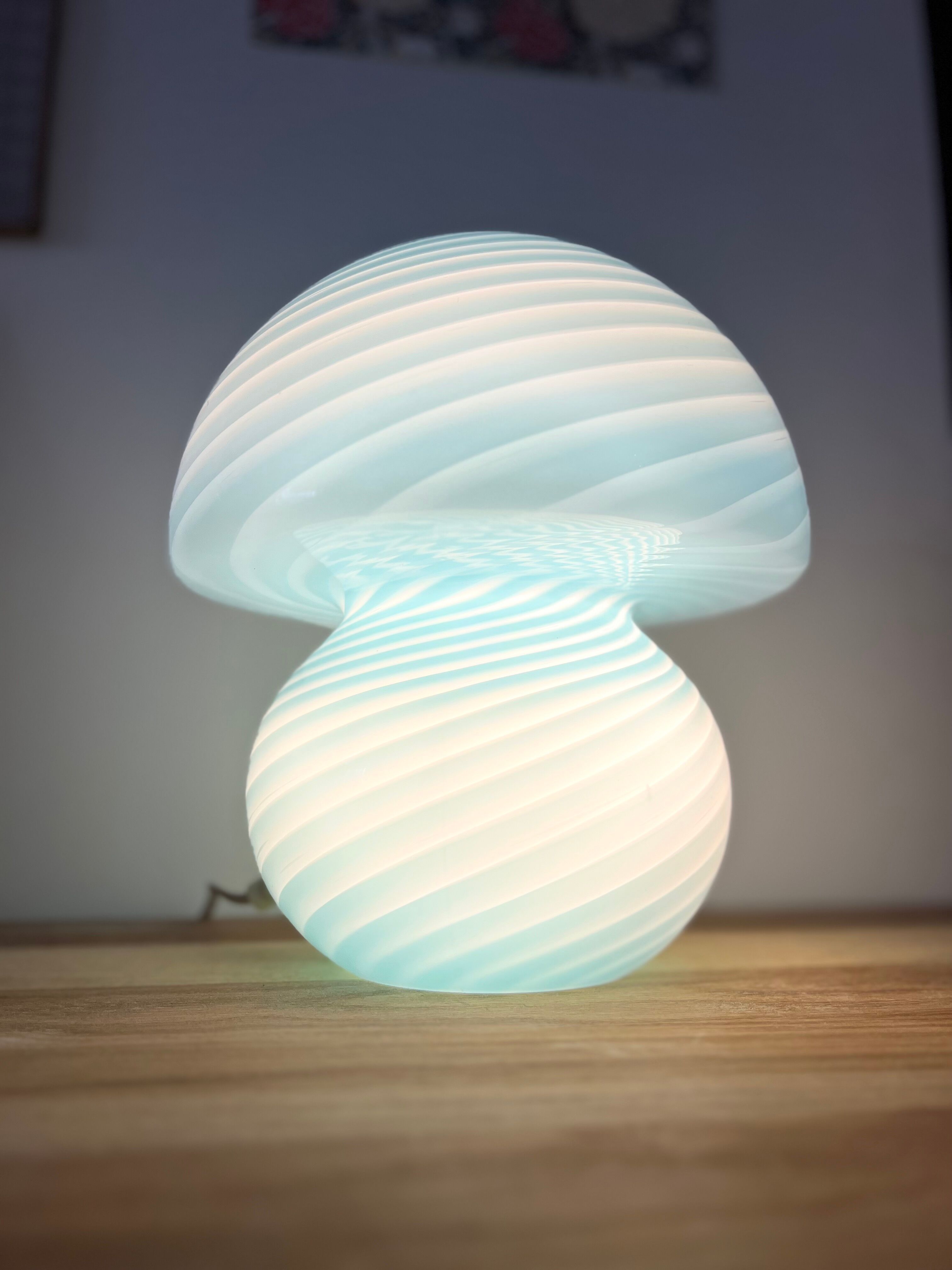 Mushroom lamp whirlpool blue Murano glass