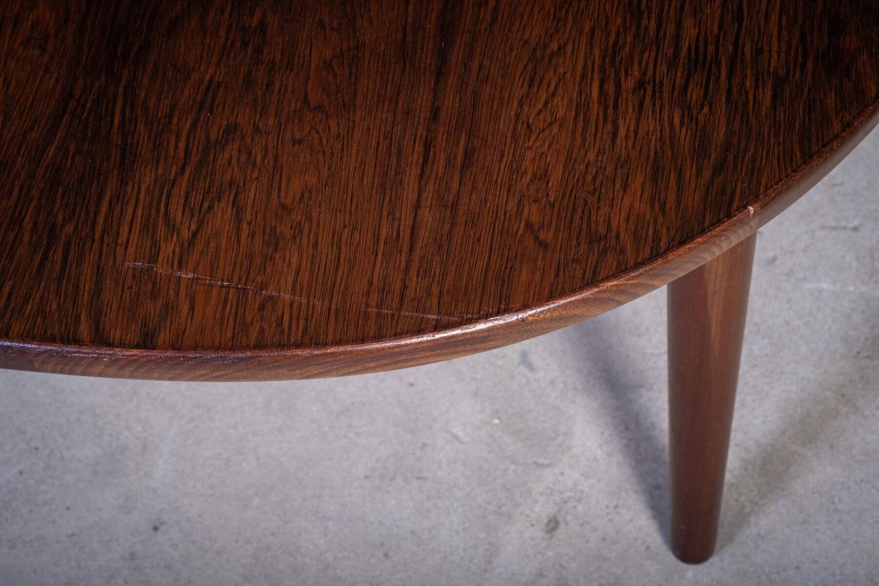Oval Coffee Table in Rosewood attributed to Aksel Kjersgaard, Odense Møbelfabrik, 1960s