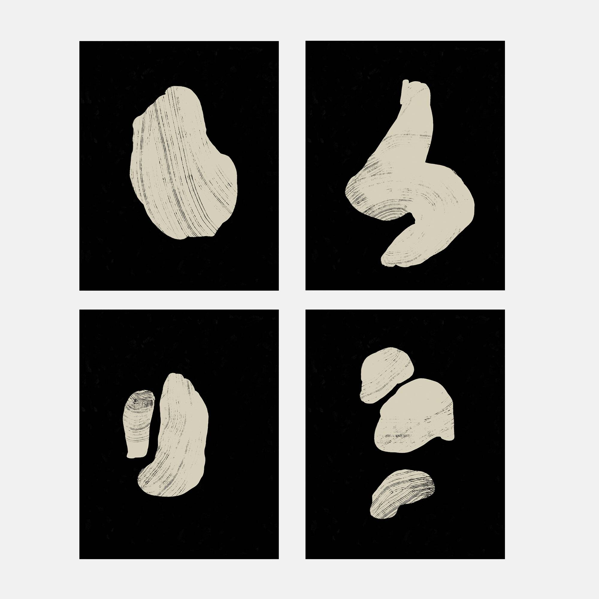 4 abstract giclee prints, set of four, A3