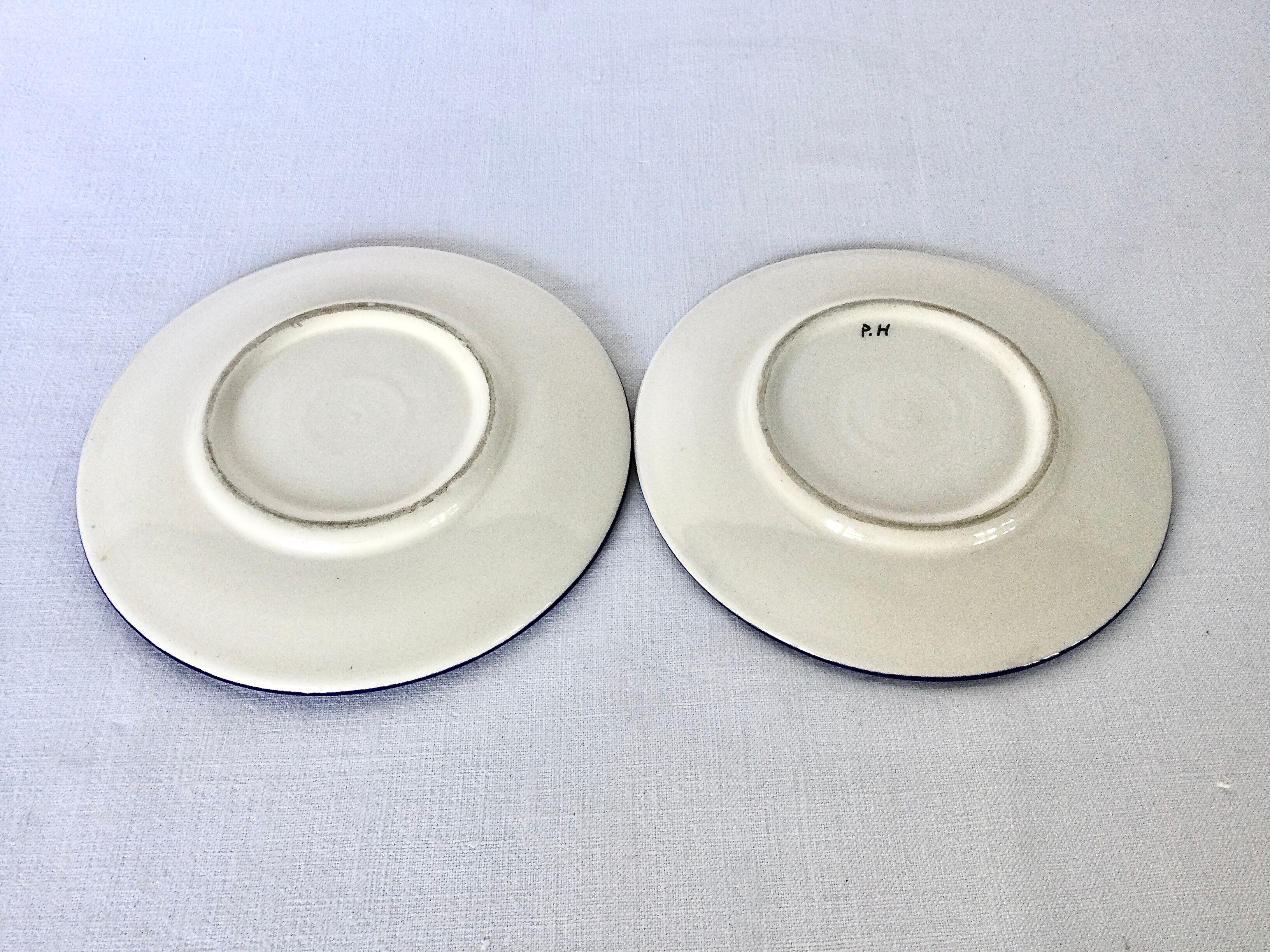 HB Quimper earthenware lunch pair