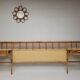 Rattan headboard with vintage bedside tables 1960