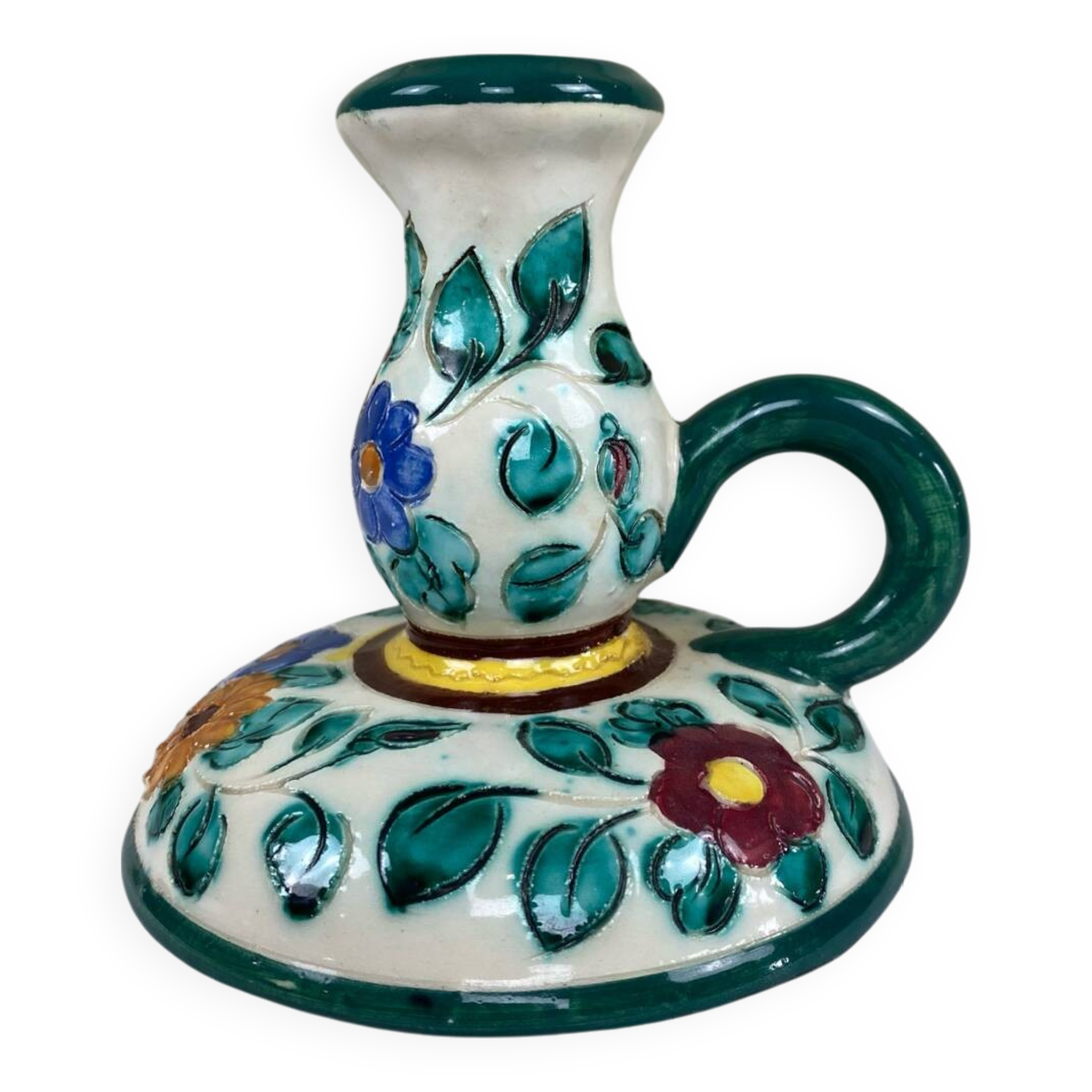 Decorated ceramic candle holder