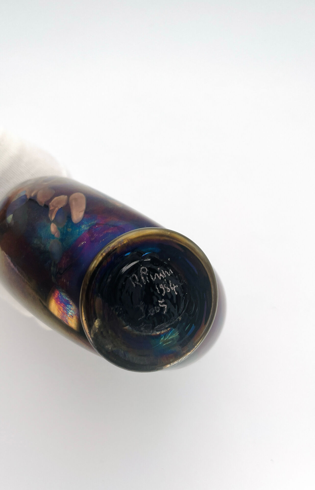 Perfume Bottle Robert Pierini Studio Glass 1984 Iridescent 21.5cm