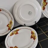 Set of 10 Bohemian dessert plates Orchies Moulin des Loups